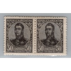 ARGENTINA 1908 GJ 287b PAREJA DE ESTAMPILLAS NUEVAS CON GOMA VARIEDAD CON Y SIN FILIGRANA, MUY BUENA U$ 35